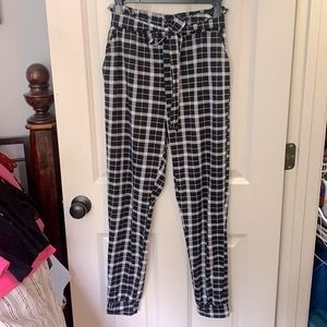 Black and White Plaid High Waisted Pants